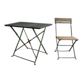 Table de brasserie ancienne avec chaise pliante – env. 1930