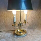 Lampe bouillotte en bronze à deux bras de lumière