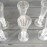 6 Baccarat crystal champagne flutes / Saint Louis / 8 facets