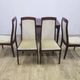 Table and four chairs set, brown wood, beige fabric, Denmark, 1970s.