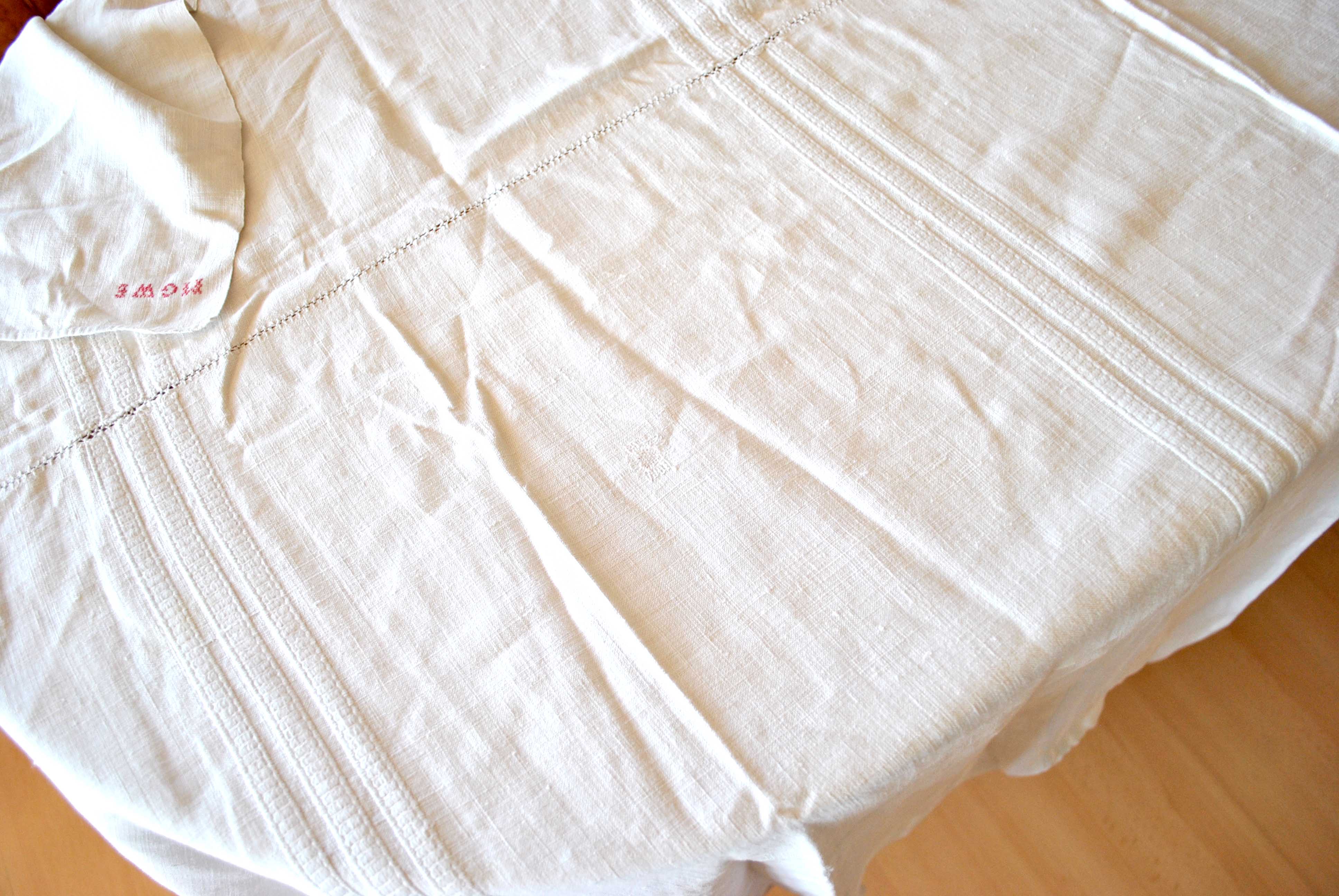 Woven linen country tablecloth - old square tablecloth 160x160 *B3*