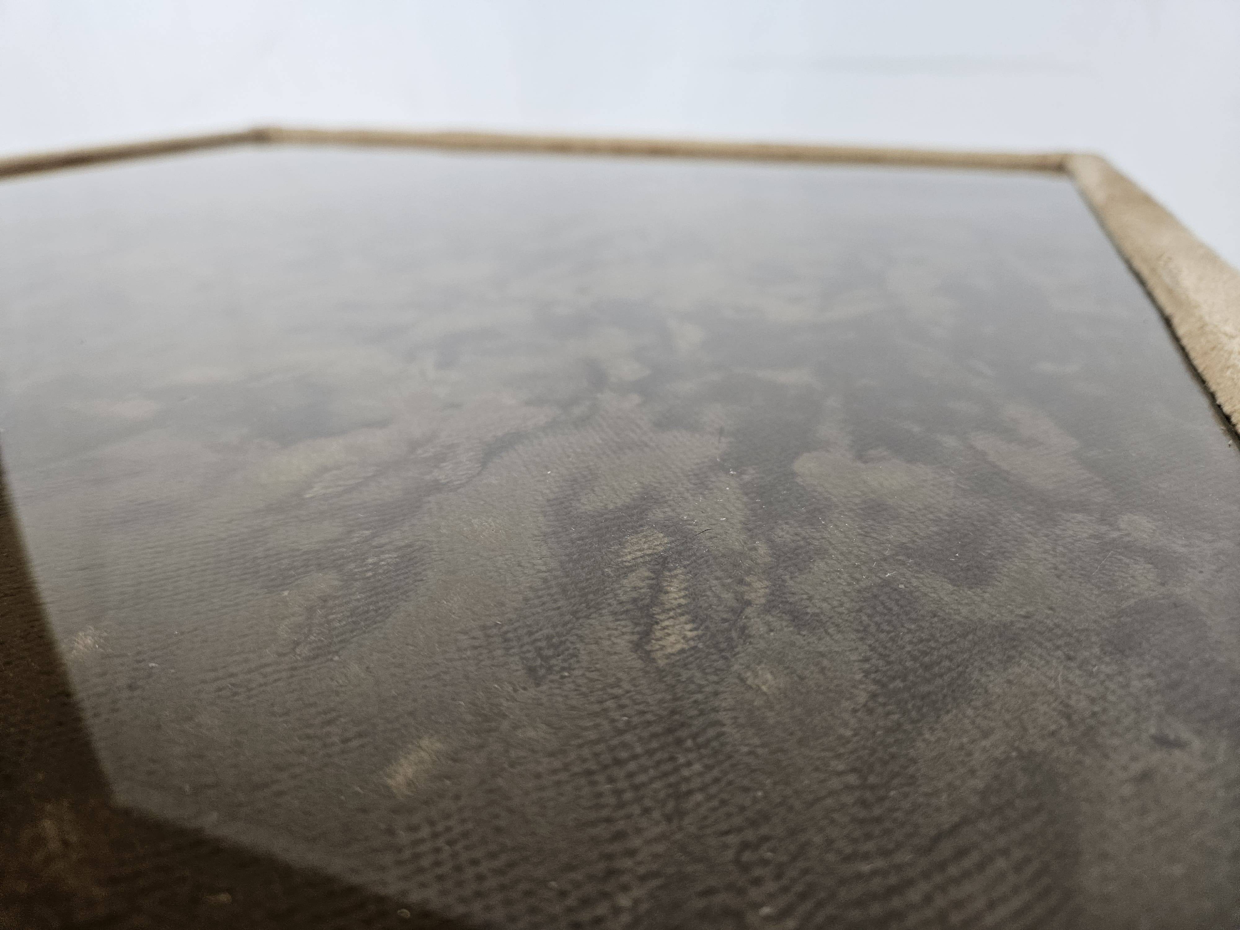 1970s coffee table covered in fabric with glass top