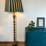 Vintage floor lamp, maximalist style, striped lampshade
