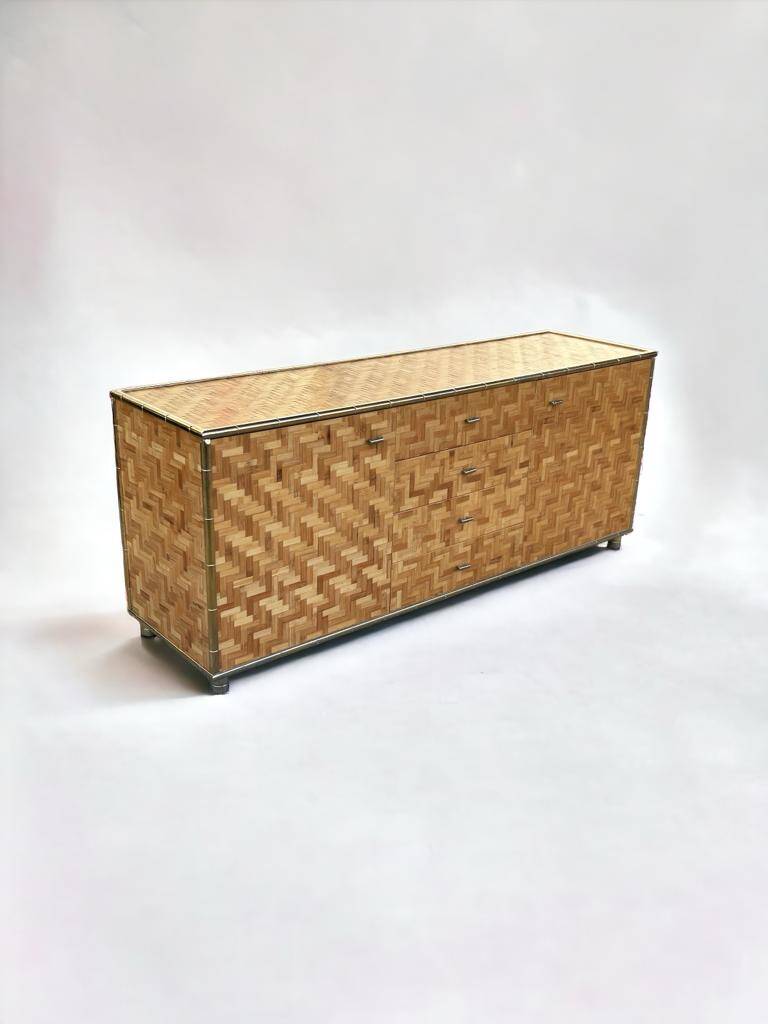 Beautiful Vintage Bamboo Sideboard in Gabriella Crespi style, Italy Circa 1970