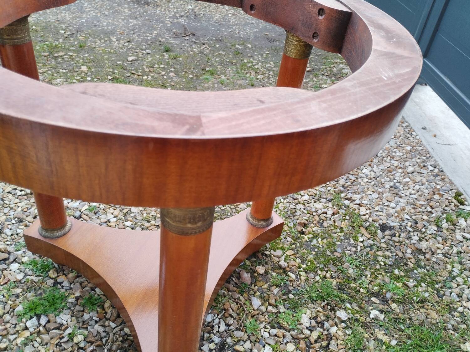 Empire style pedestal table with marble top