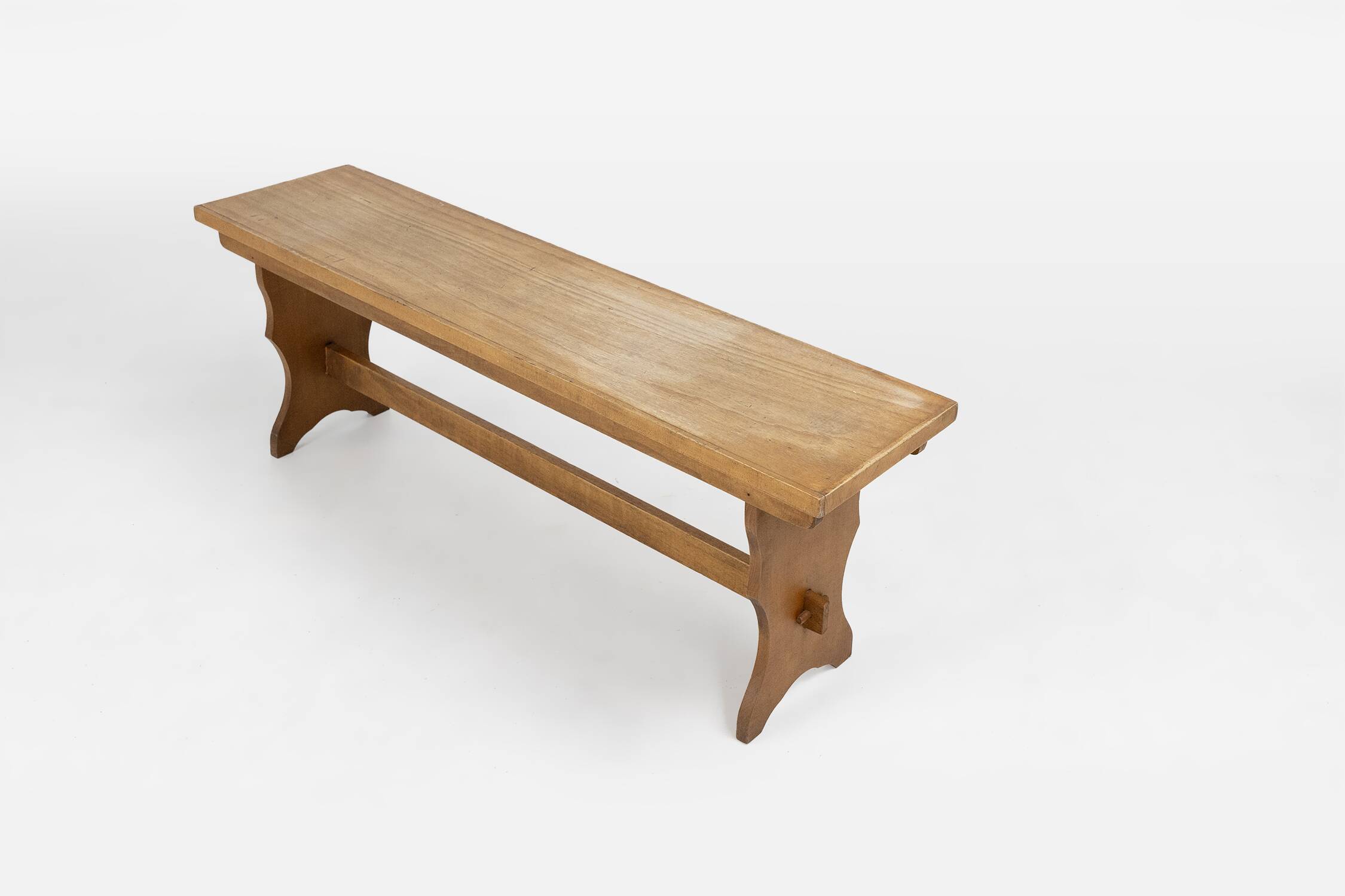 Art Deco bench in solid oak, France circa 1940