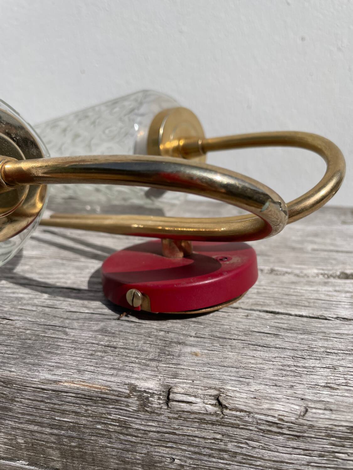 Brass and glass wall lamp 1950