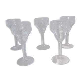 Set de 5 petits verres à liqueur cristal ciselé