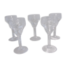 5 small glasses with chiseled crystal liqueur