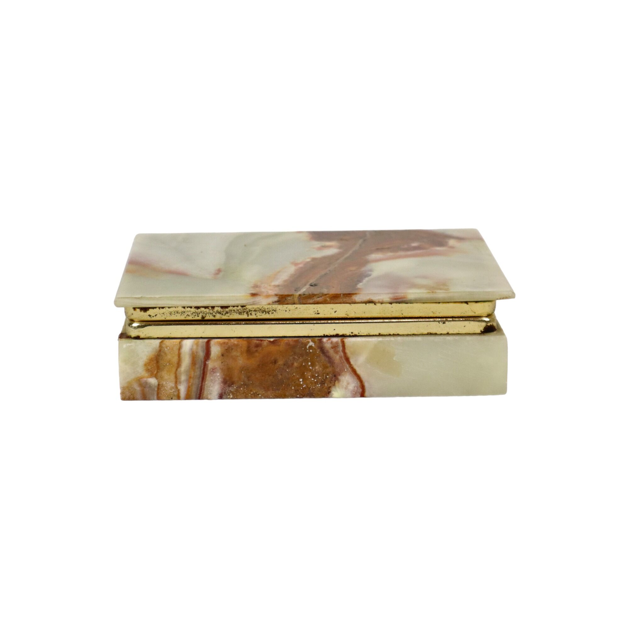 Boîte à cigarettes italienne vintage en marbre onyx bijoux bibelots 14cm