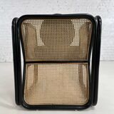 Cubic armchair in black rattan and canework