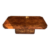Elegant coffee table in elm burl, 1970