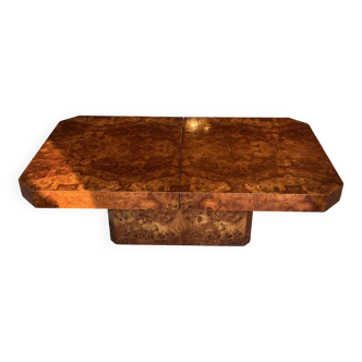 Elegant coffee table in elm burl, 1970