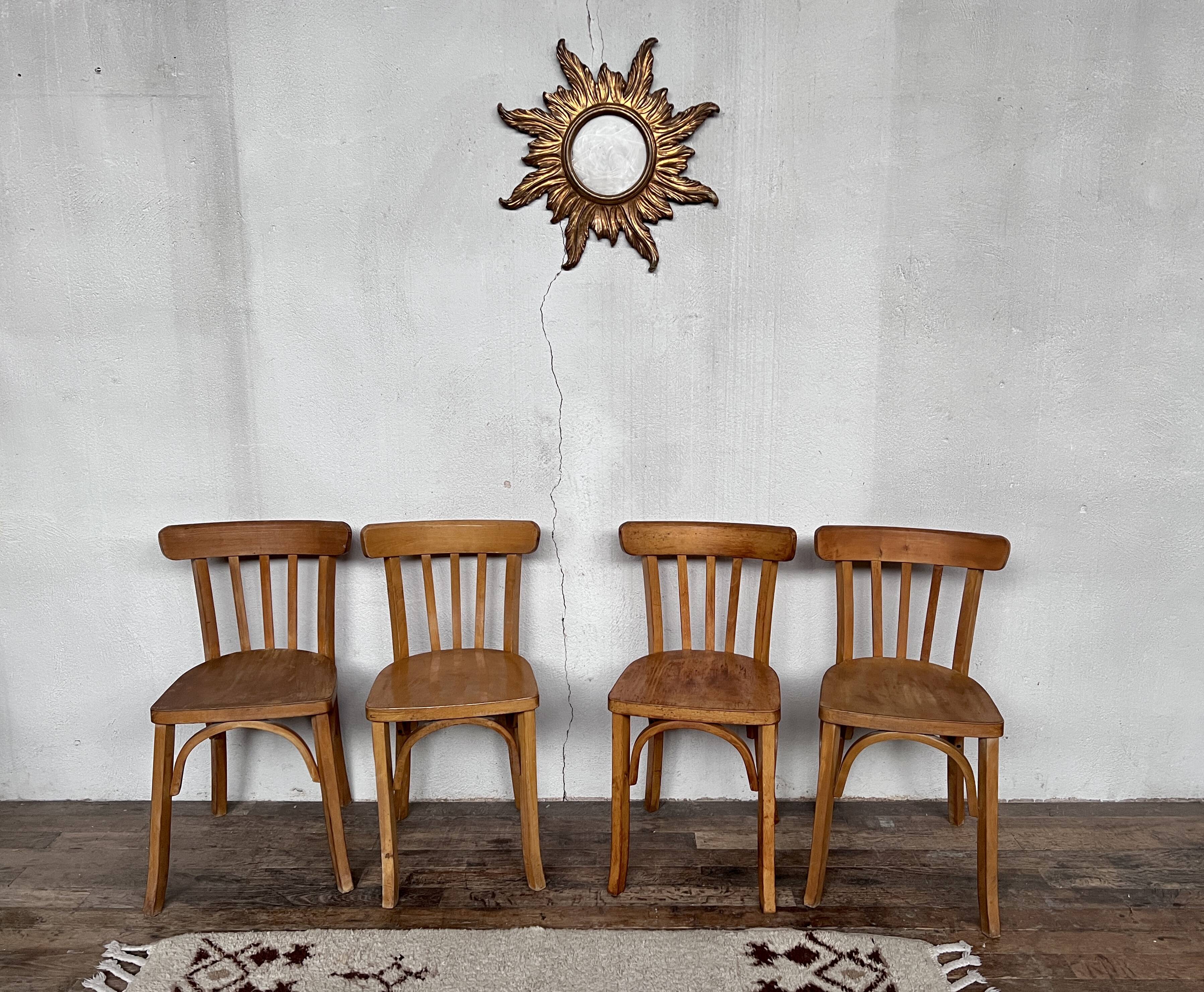 Série 4 chaises en bois  1950