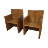 Pair of art deco solid oak chairs