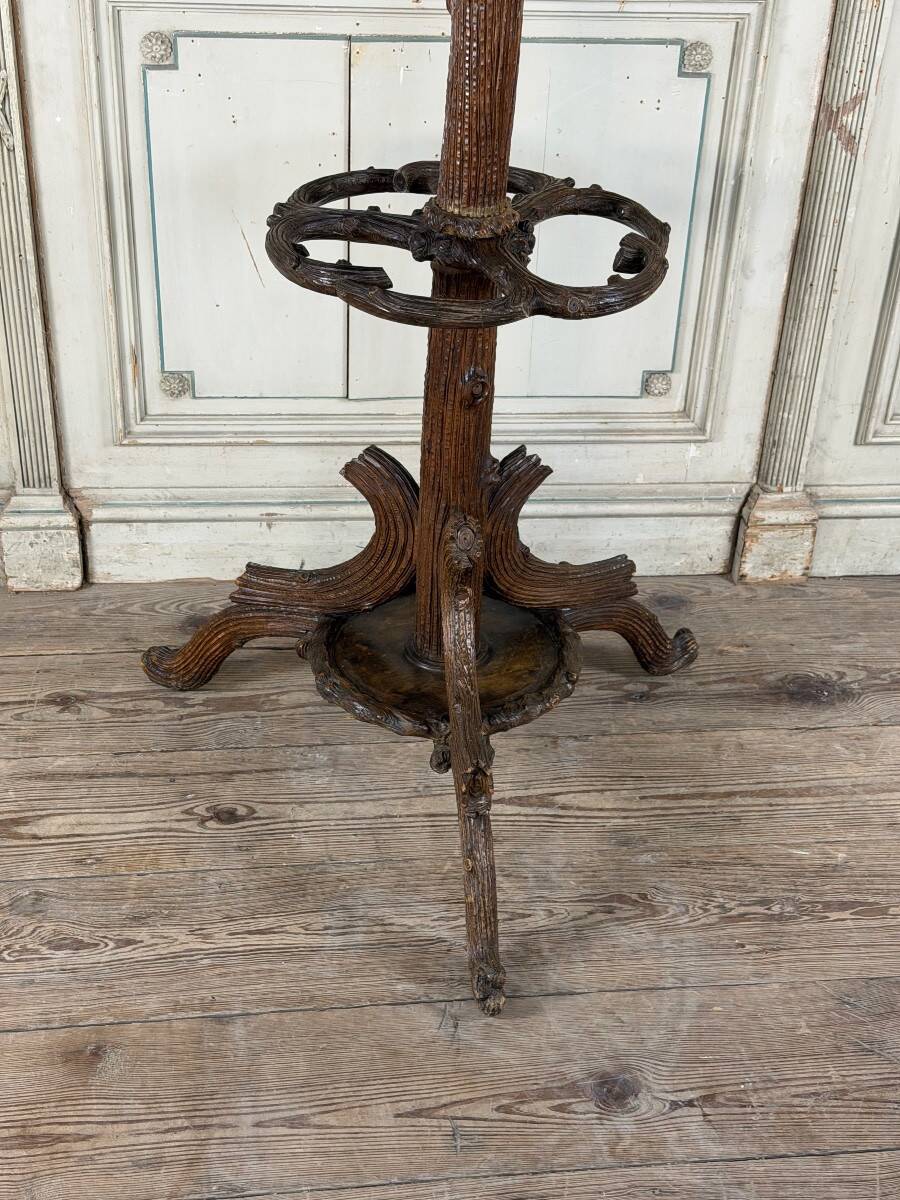 Carved wooden coat rack from the Black Forest, circa 1900.