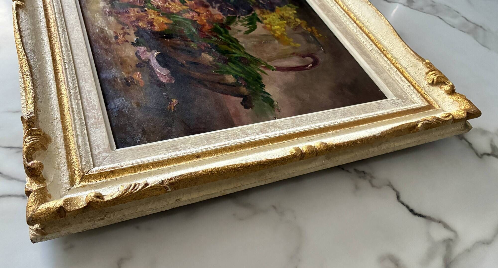 Still life oil on canvas, old French School, late 19th to early 20th century.