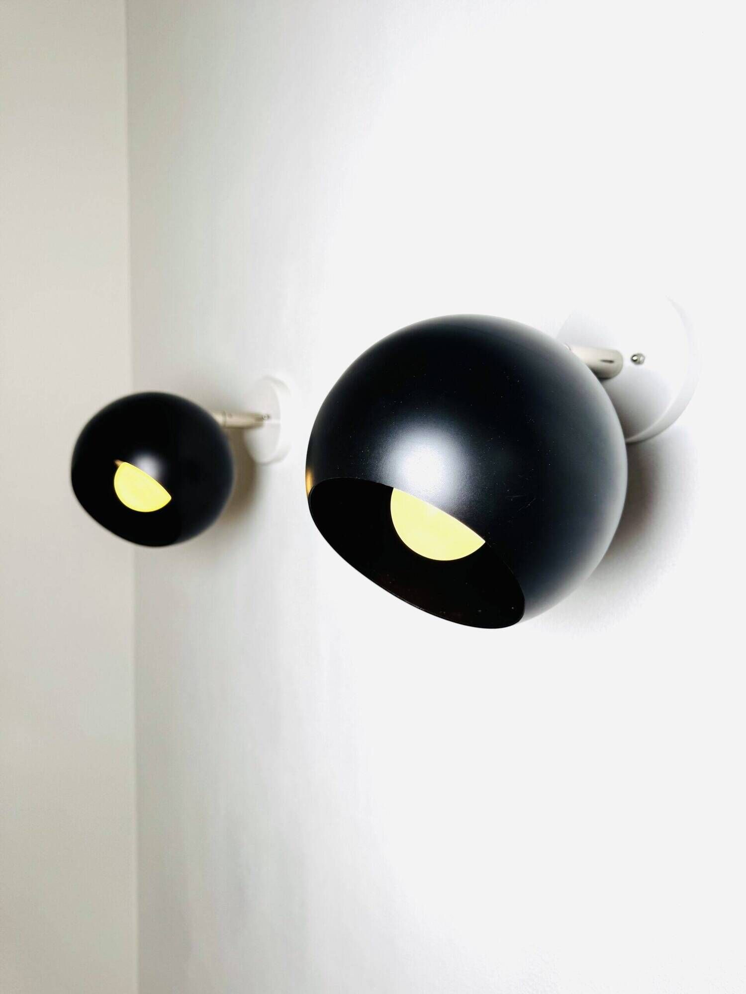 A5-1300 Globe Wall Lamps In Black By Raak Amsterdam, The Netherlands 1970S