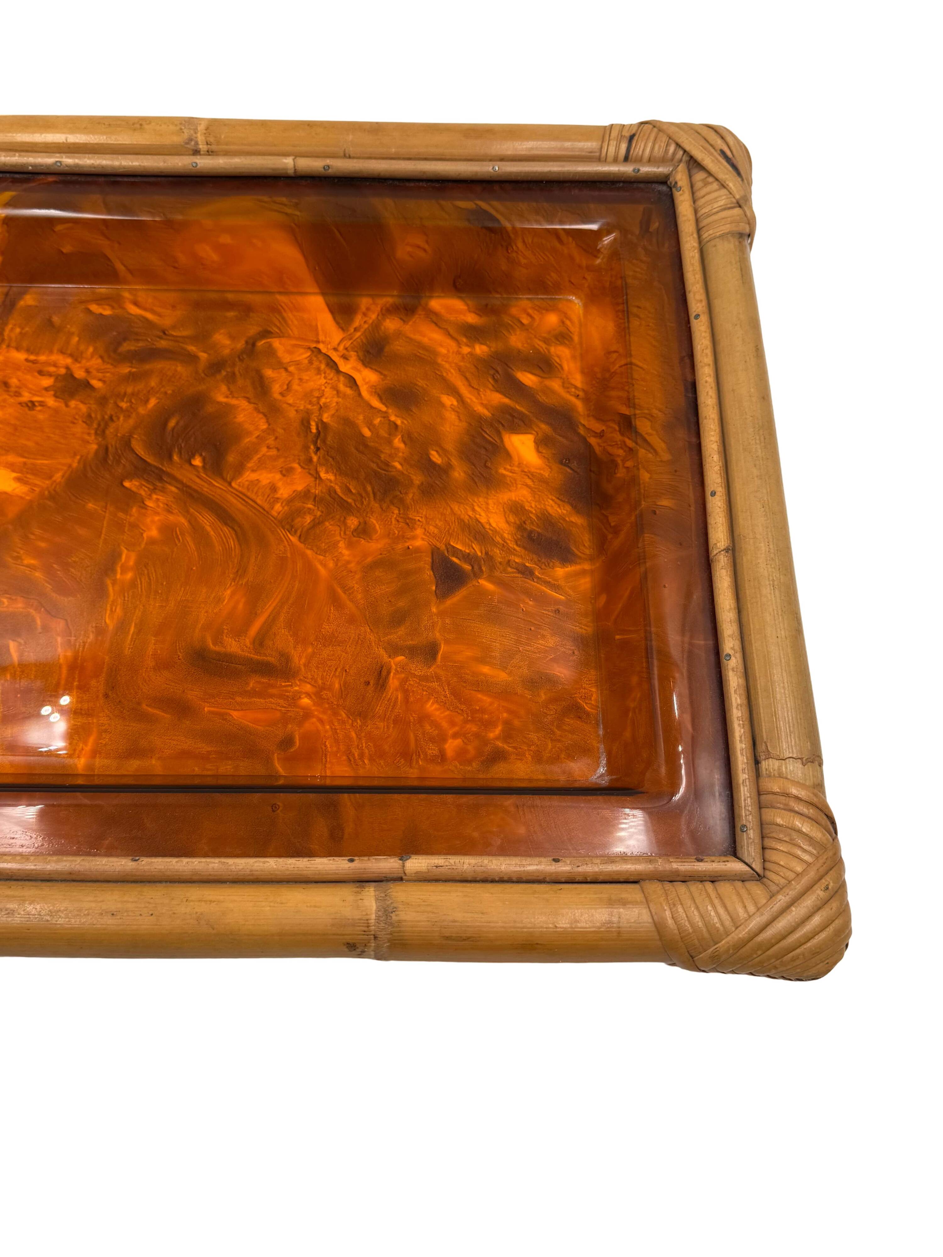 Hollywood regency bamboo tray, Italy 1970s