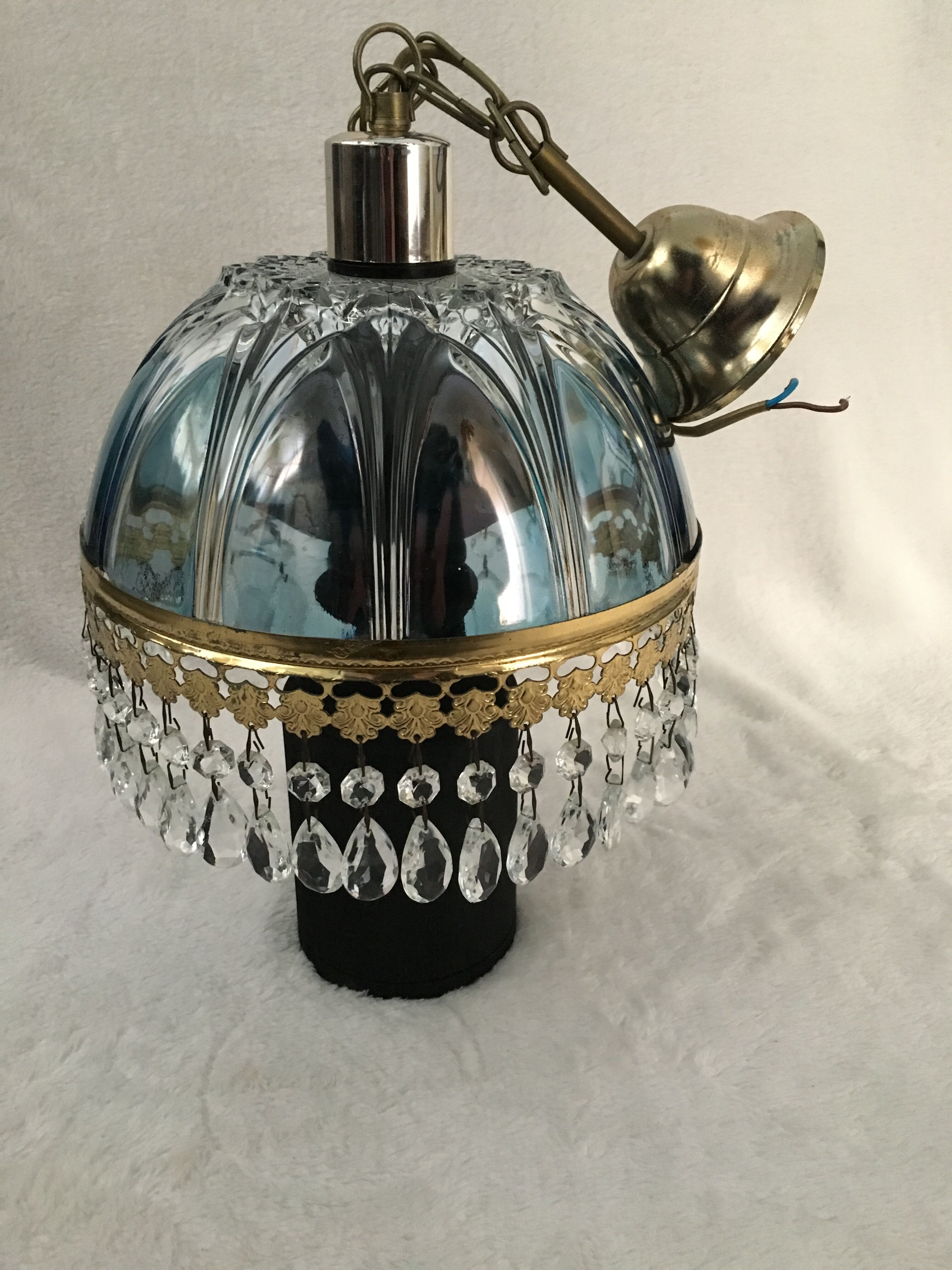 Glass chandelier Blues shabby chic has tassels