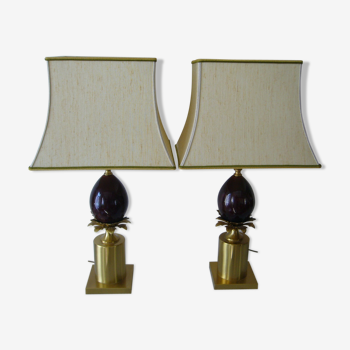 Gilded metal bedside lamps 70s