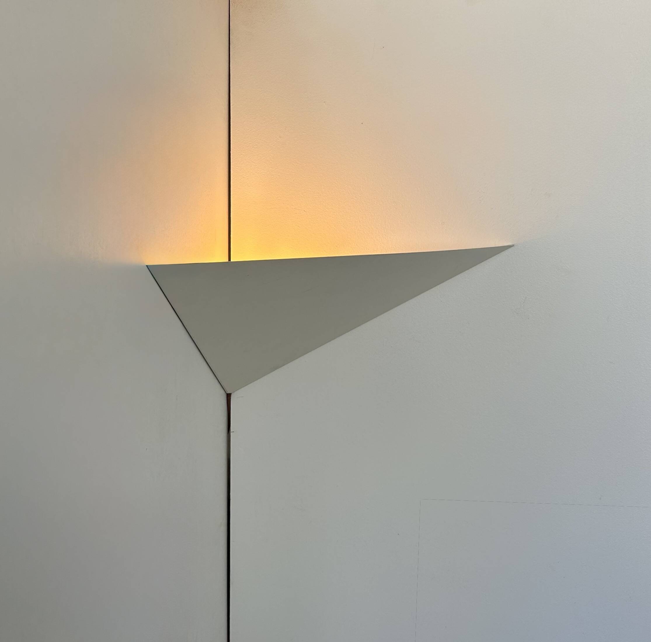 White lacquered metal corner wall light, France, 1970