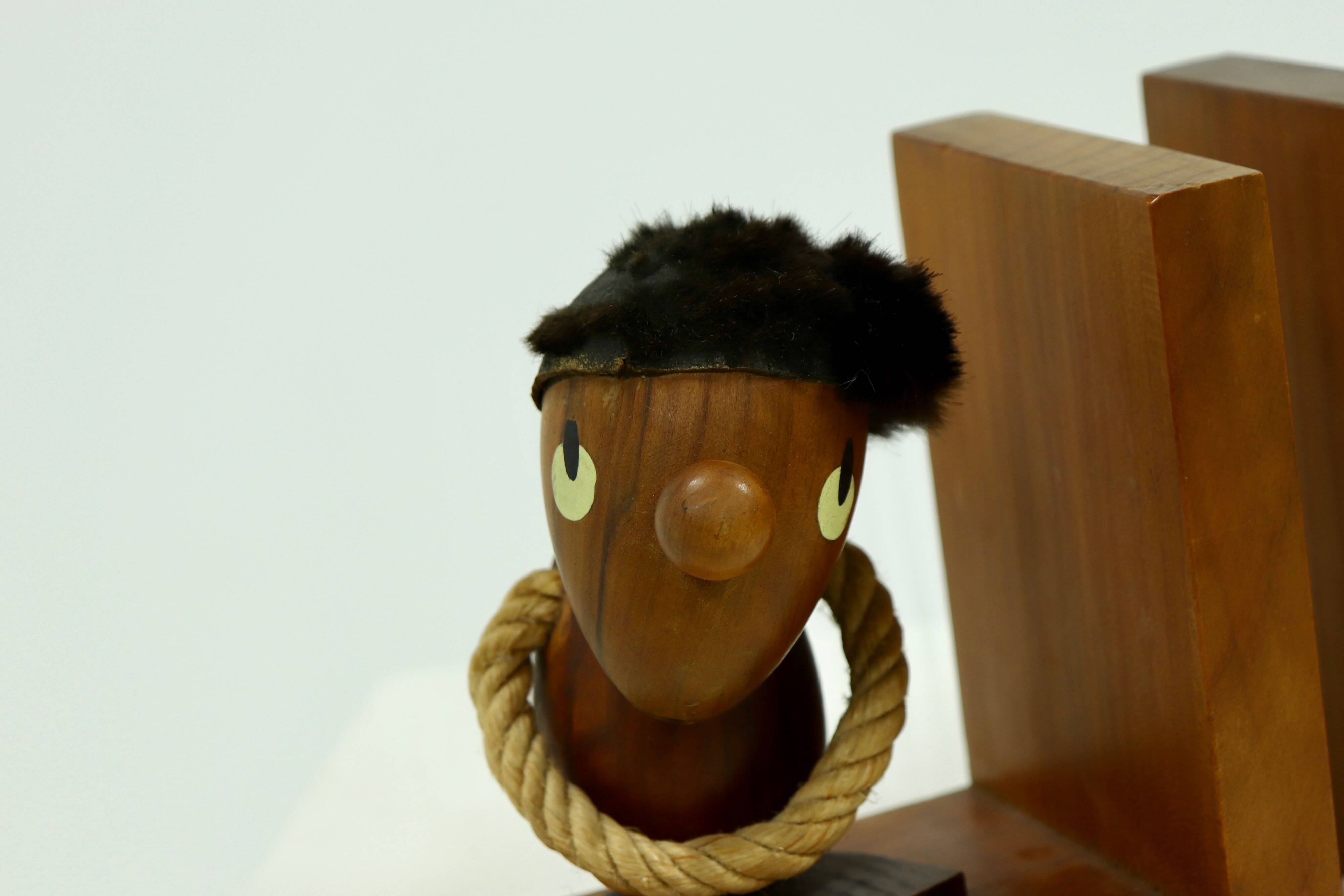 Danish Design Optimist and Pessimist Book Ends by Hans Bolling 1960s