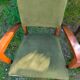Set of 3 Art Deco bridge chairs in olive green velvet.