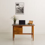 Fully restored Scandinavian desk with grey laminate top