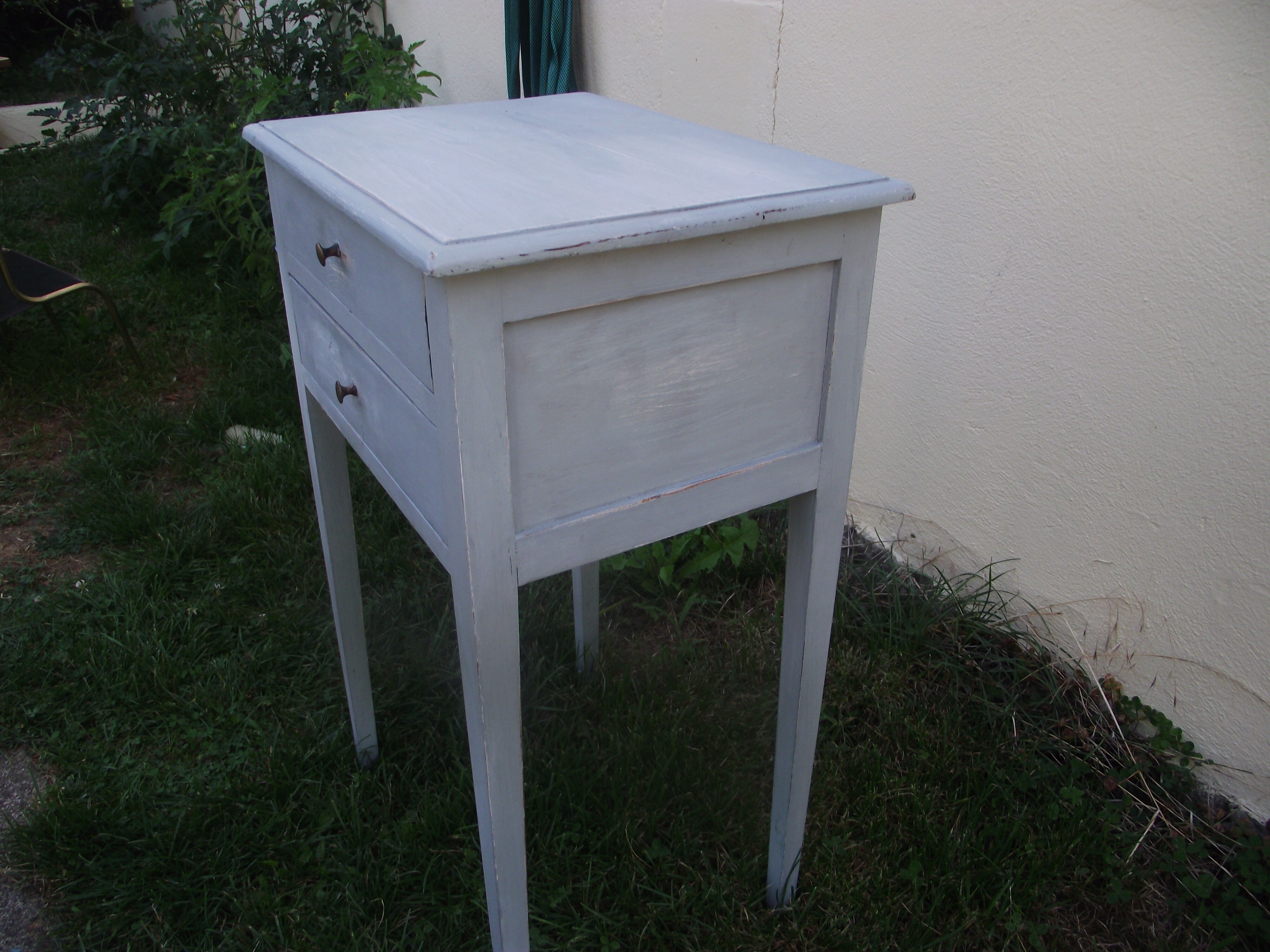 Old painted bedside shabby chic louis XVI style