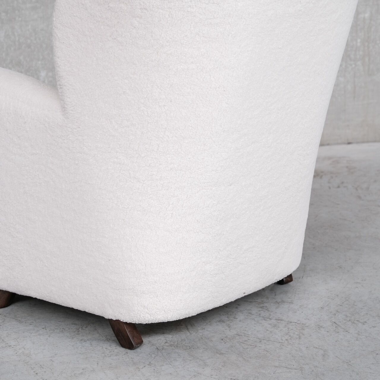 Pair of white boucle danish mid-century armchairs