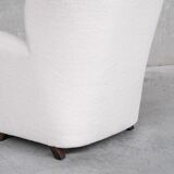 Pair of white boucle danish mid-century armchairs