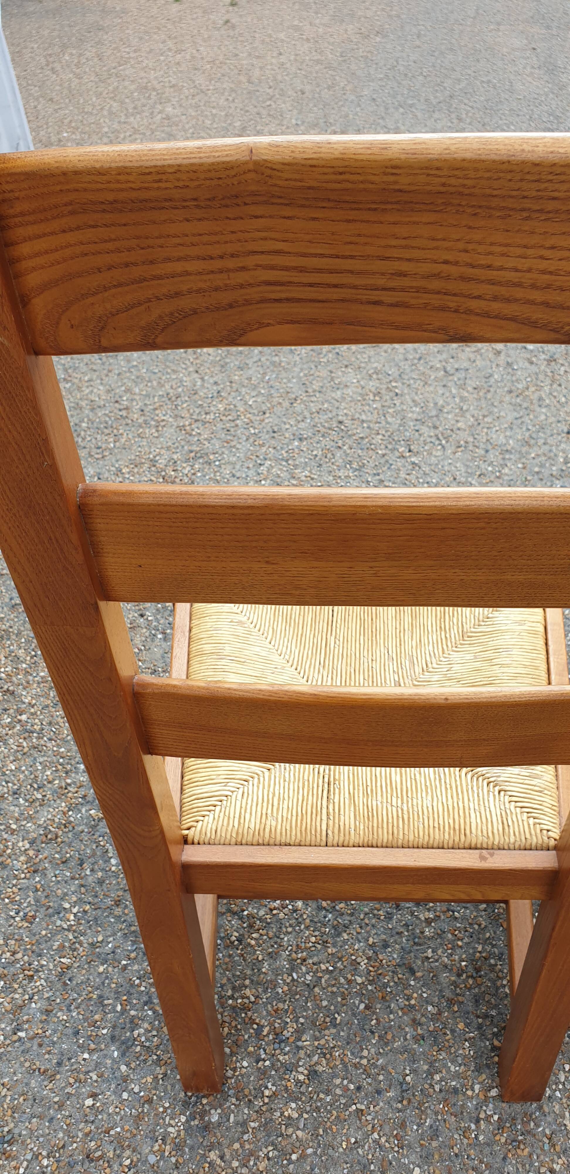 4 solid oak straw chairs