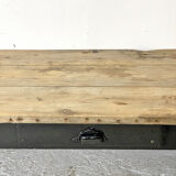 Antique blackened wood coffee table and varnished top