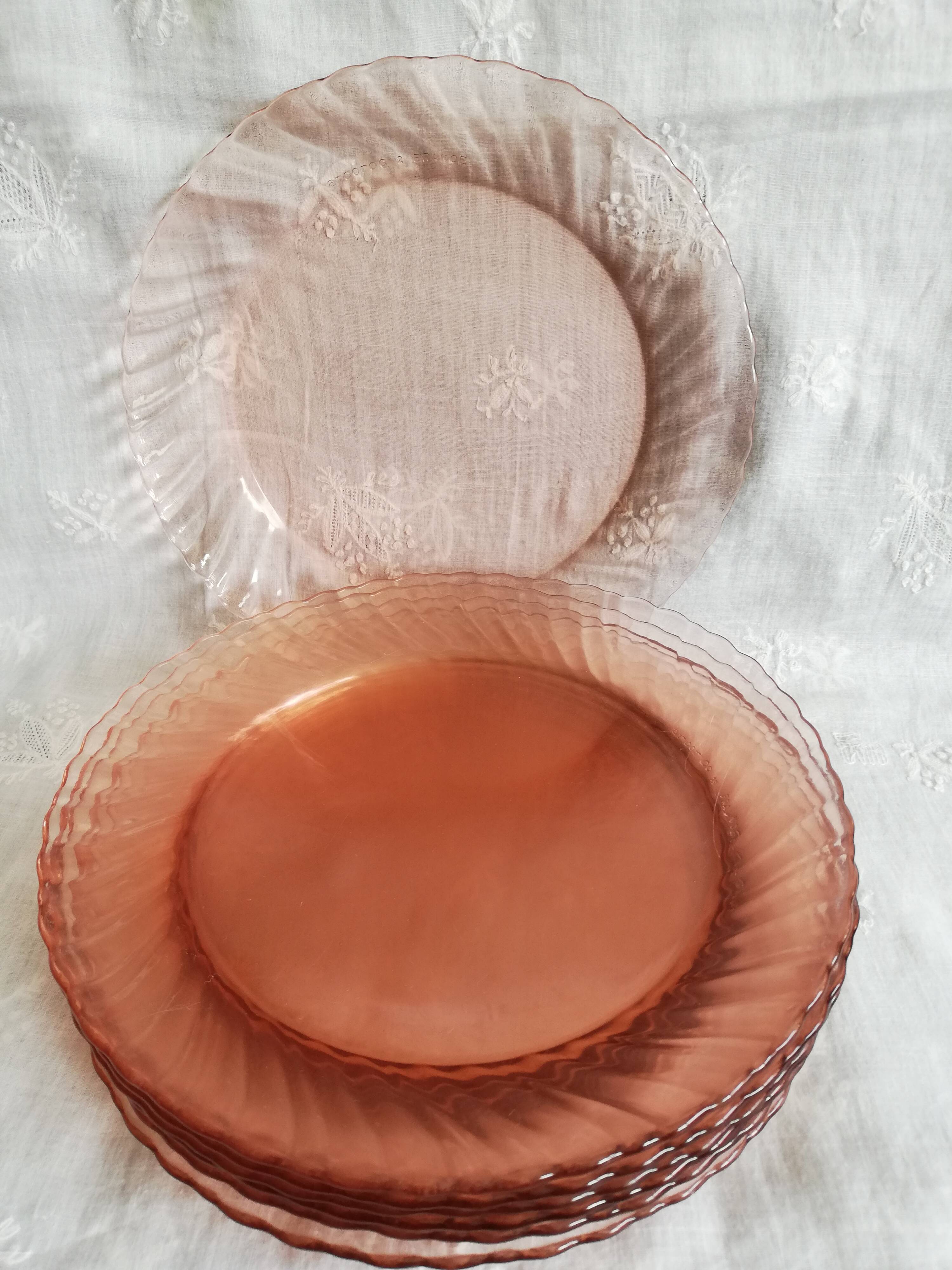Set of 8 flat plates Rosaline Arcoroc