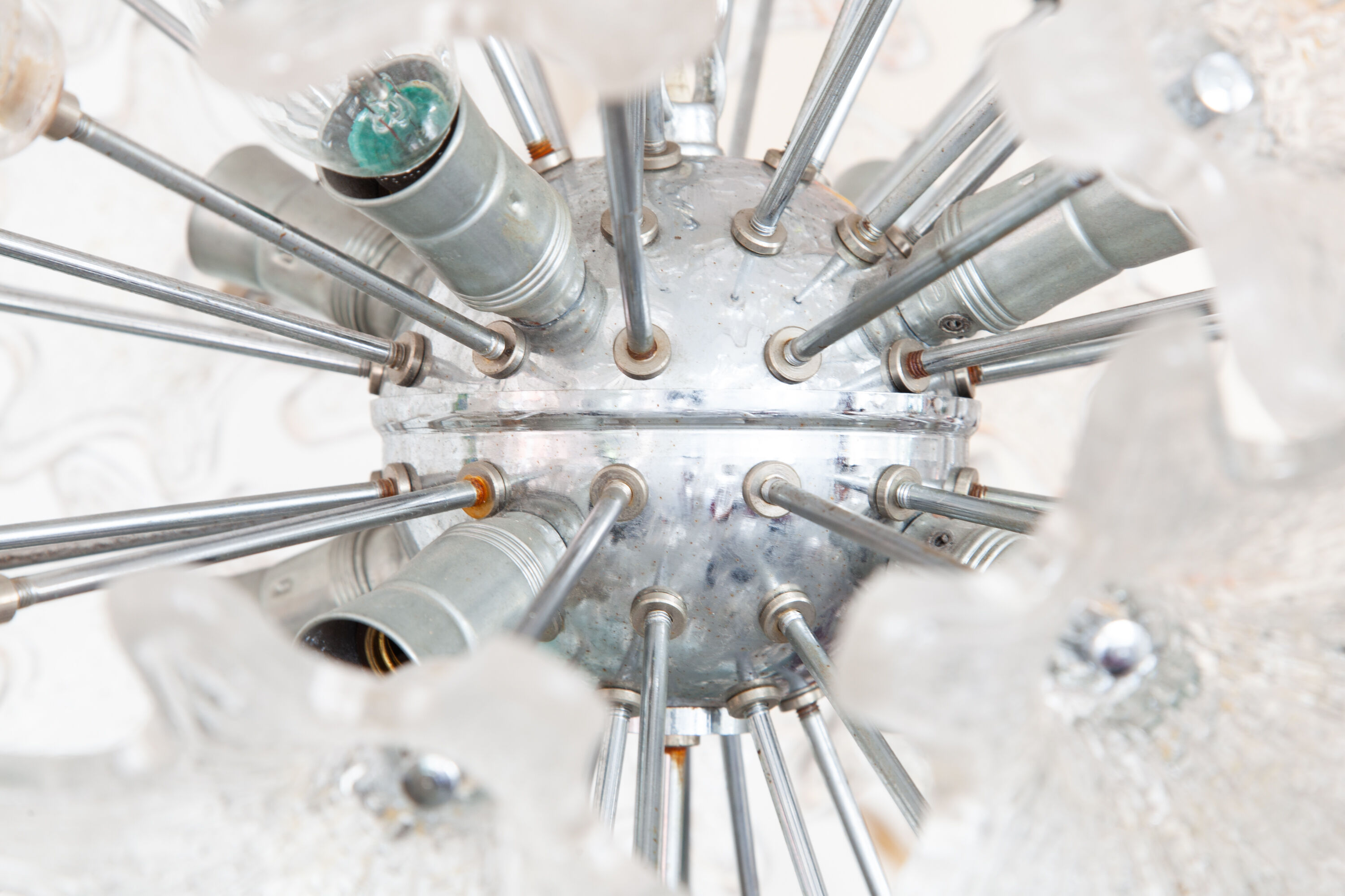 Sputnik Chrome and Glass Flowers Chandelier by Paolo Venini for VeArt 1960s