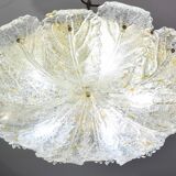 Splendid large size Italian Murano glass yellow and transparent ceiling light