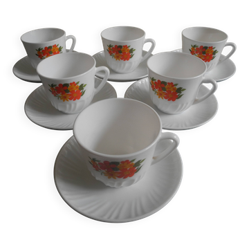 lot 6 tasses et soucoupes table vintage french cups