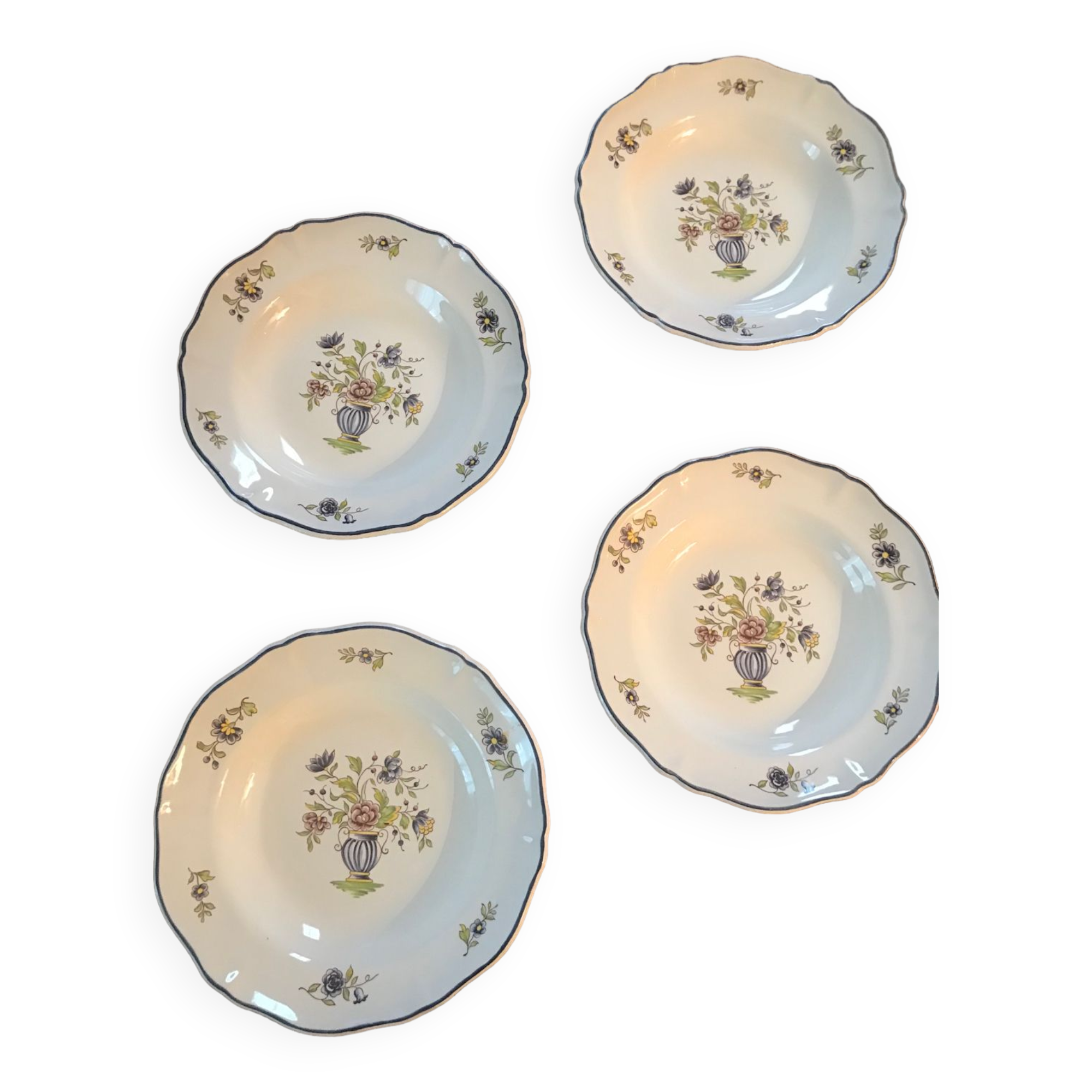 Set of 4 hollow plates Old Delft Saint Amand