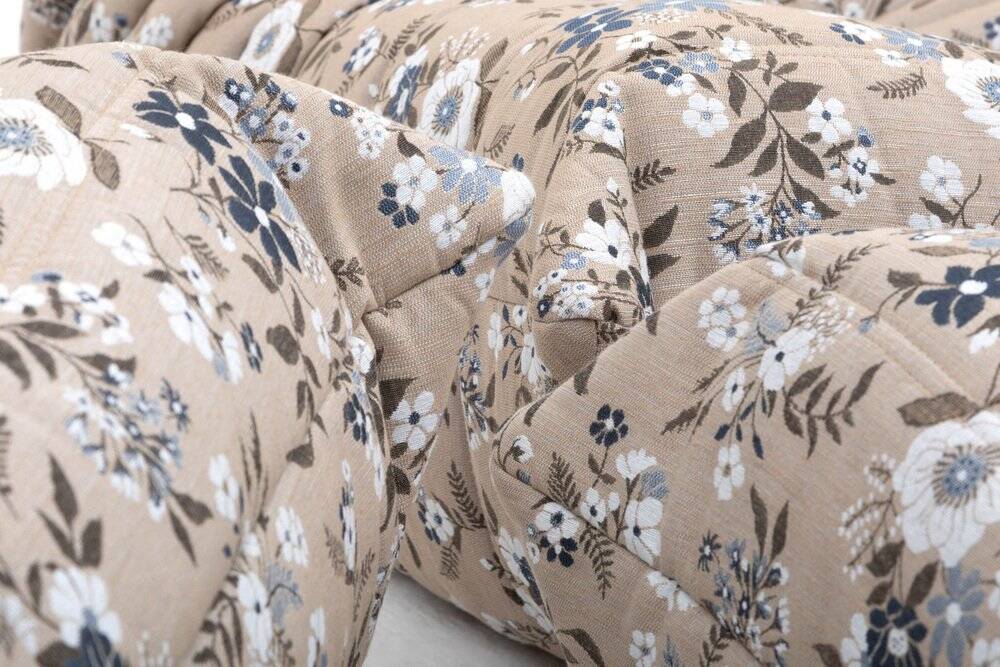 Togo lounge chair with pouf and 2-seater sofa in patterned fabric by Michel Ducaroy for Ligne Roset, set of 3