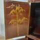 Vintage Chinese cabinet with gold leaf and flowers / oriental cabinet