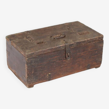 Chest box old cashbox trader wood old teak brown patina india
