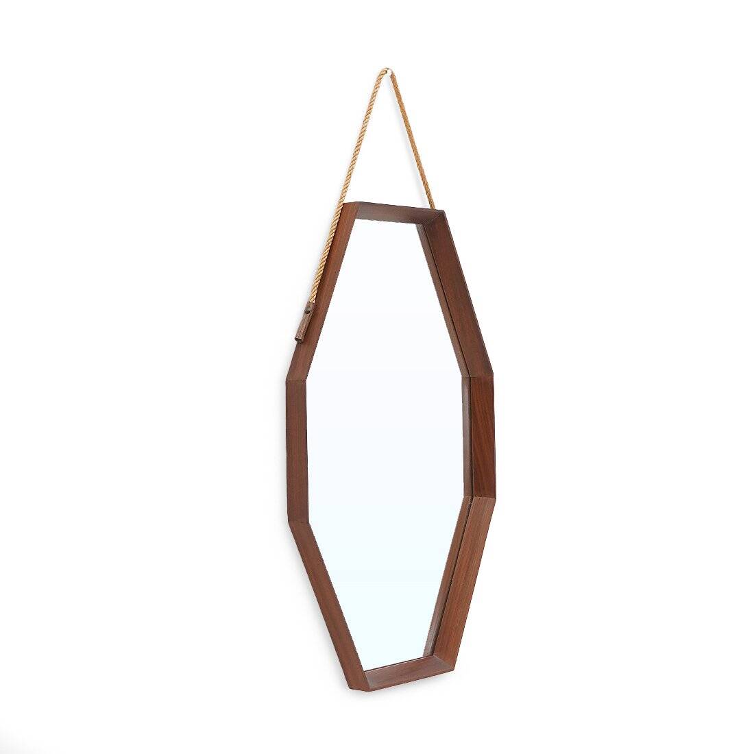 Octagonal mirror with a teak frame, 1960s