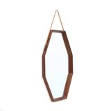 Octagonal mirror with a teak frame, 1960s