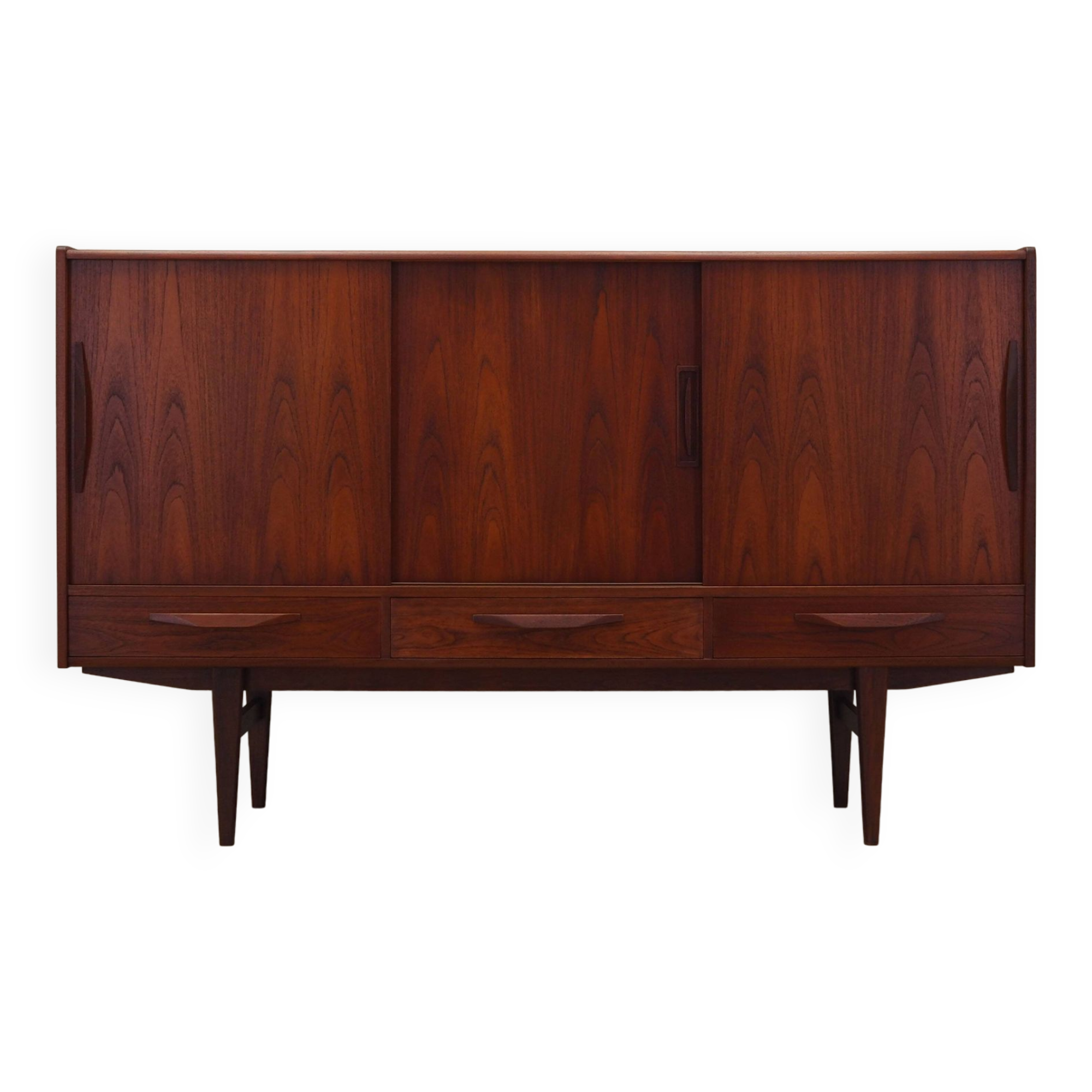 Buffet haut en teck, design danois, années 1970, fabriqué par ES Møbler