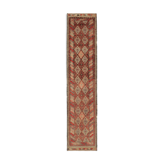 Handmade Antique Oriental Beige Runner Rug 90 cm x 417 cm