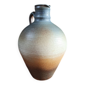 Vintage large pitcher vase in artisanal stoneware.