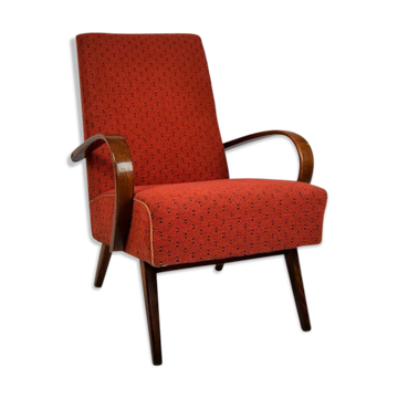Curved wooden armchair from Ton 1960