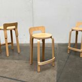 Mid-Century Modern High Stools K65 by Alvar Aalto for Artek, Finland, 2017, Set of 3
