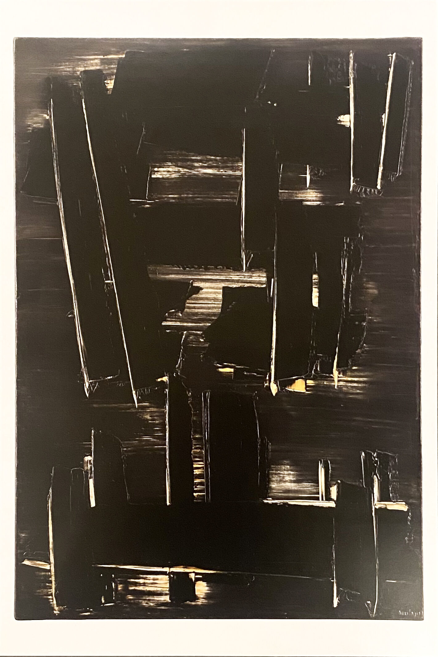 Pierre Soulages, offset printing after an oil on canvas, musée soulages, rodez